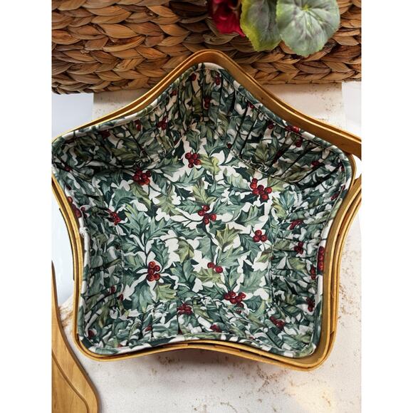 Longaberger Christmas Collection 2001 Shining Star Basket Liner Lid Preowned - Picture 11 of 12